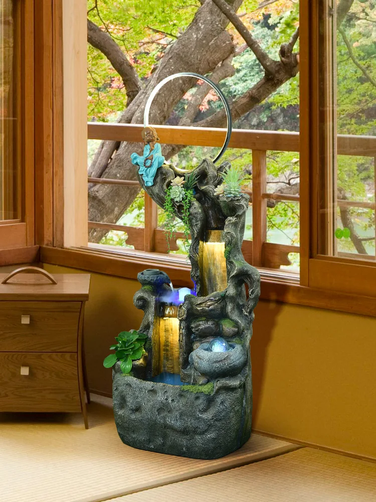 TT Water Fountain Indoor Living Room Water Landscape Lucky Floor Ornaments Balcony Garden Courtyard Fengshui Wheel