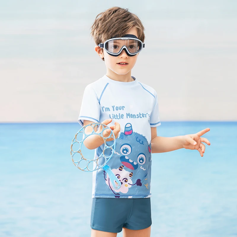 COPOZZ costumi da bagno per bambini Split manica corta Cartoon sport costume da bagno tute da surf abbigliamento da spiaggia per ragazzi ragazze