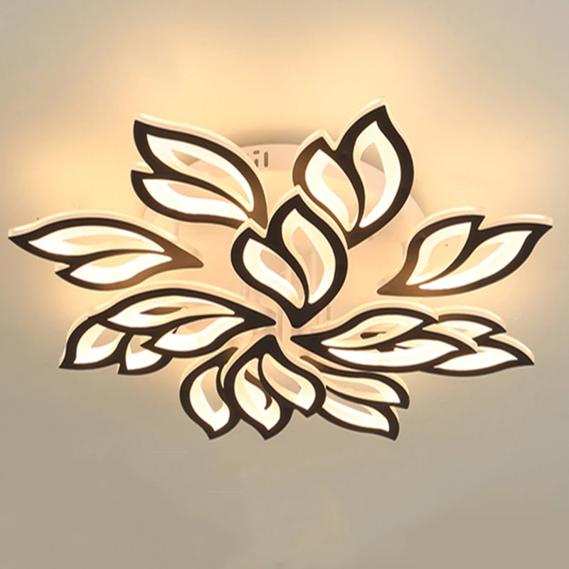 Modern Minimalist Led Ceiling Lamp 2021 Nordic Creative Bedroom Dining Kitchen Maple Leaf Acrylic Chandelier Indoor Lighting