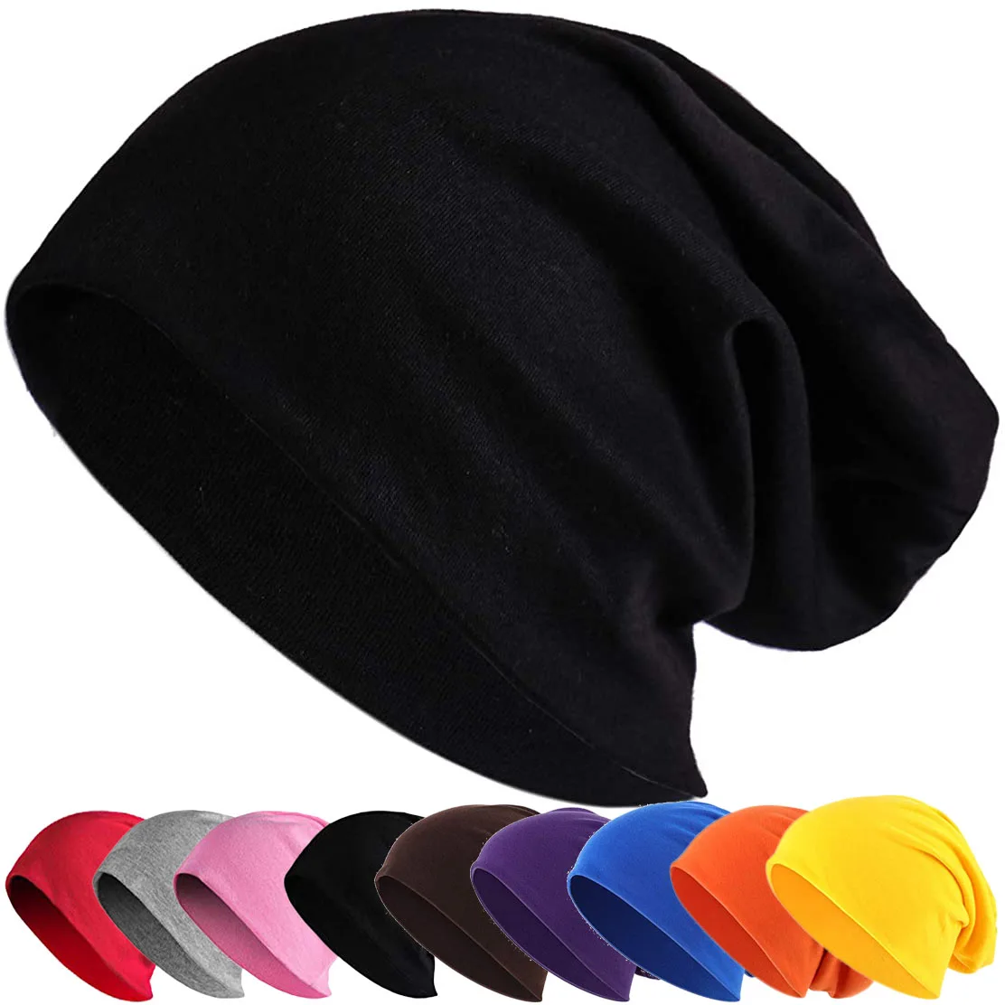 Summer Cotton Slouchy Beanie Hip-Hop Soft Running Dwarf Hats Confinement Chemo Caps for Women Men Ski Baggy Beanies Skullies