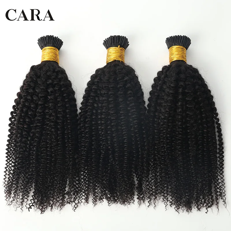 4B Afro 4C Keriting Keriting I Tip Penghubung Mikro Ekstensi Rambut Manusia Brasil Perawan Jalinan Rambut Bundel I Tip Rambut Ekstensi CARA