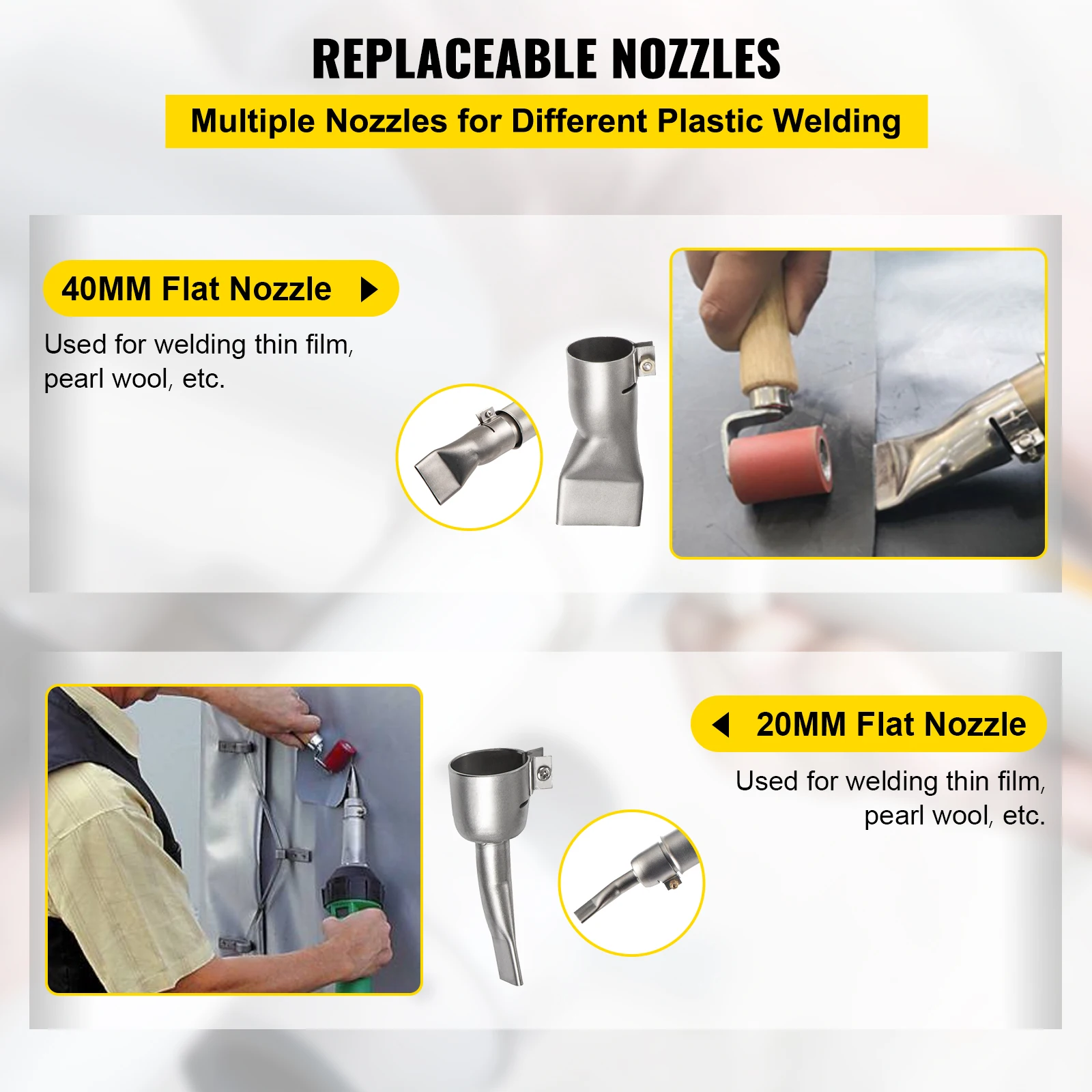 VEVOR 1600W Plastic Welding Gun 110V Hot Air Torch Palstic Welder Kit with Replacement Nozzles for PVC PP PE Pipe Vinyl Floor