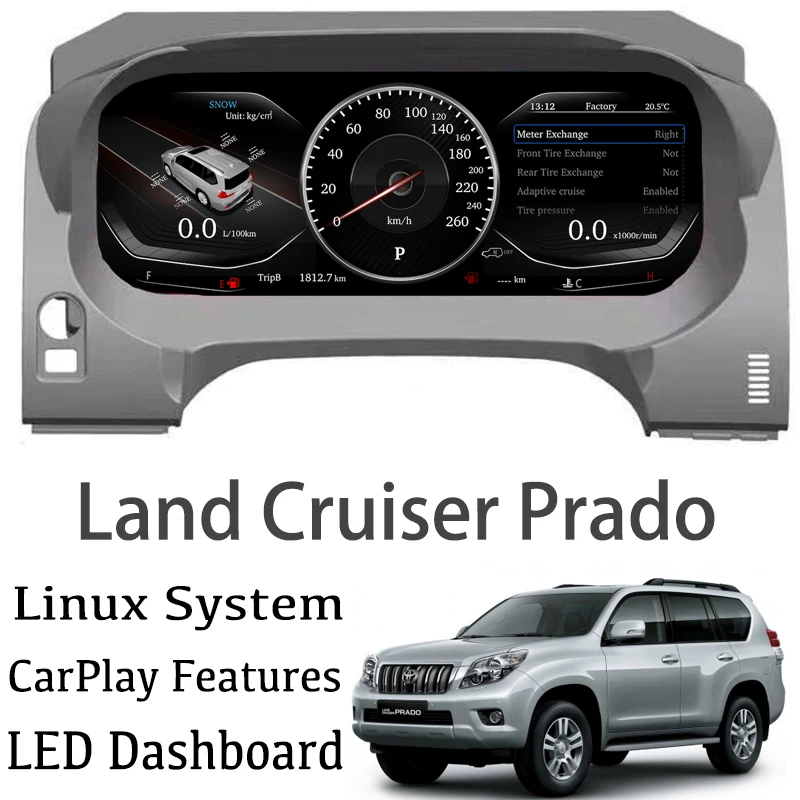 

For Toyota Land Cruiser Prado J150 LC150 2009~2020 Linux System CarPlay Instrument Panel LED Dashboard Entertainment Intelligent