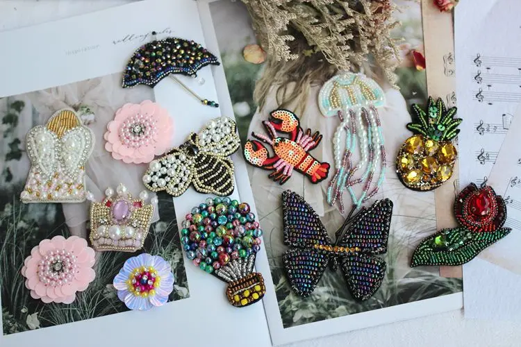 High-End 3D Nail Bead Tube Bead Patch Handmade Sewing Umbrella Bee Balloon Hanging Beads Fruit Flower Applique Clothing