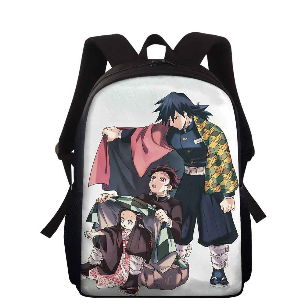 Mochila personalizada de moda para niños y niñas, morral Escolar con estampado de demonio asesino de Anime de 15 pulgadas