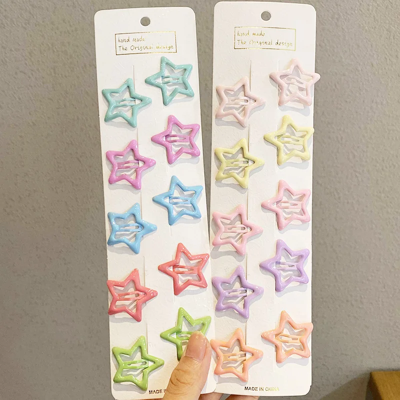 10 Stück/Set Neue Mädchen Süße Bunte Stern- und Tropfenförmige Haarspangen Kinder Niedliche Haarornamente Clip Haarklammern Modische Haaraccessoires – Detail 8