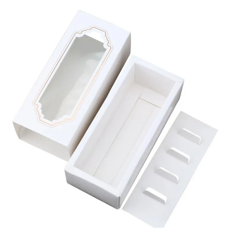 30PCS Macaron Box for 5 Macaron Container Drawer Type Party Gift Wrap Storage Cake Cookie Macaron Packing Box with Clear Window