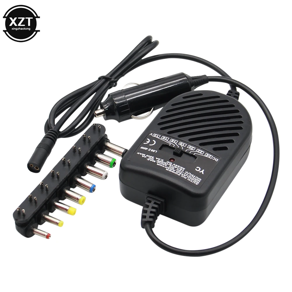 Universal 80W Portable Charger LED Auto Car Adapter Adjustable Power Supply Adapter Set 8 Detachable Plugs Car Laptop Notebook
