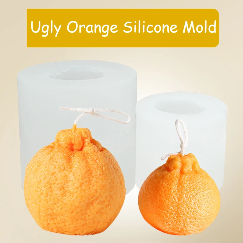 3D Orange Silicone Mold DIY Fruit Ugly Orange Candle Molds Baking Fondant Dessert Mousse Ice Cube Ice Mould For Handmade