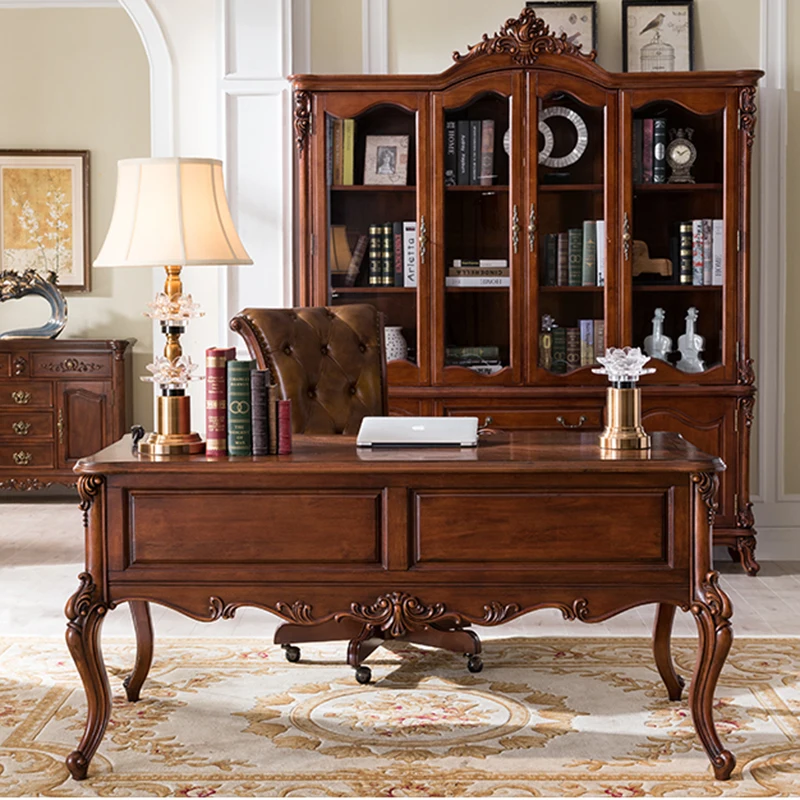 American Country Home Computer Desktop Desk Retro Bedroom Table European Solid Wood Writing Desk Bedroom Furniture Luxury