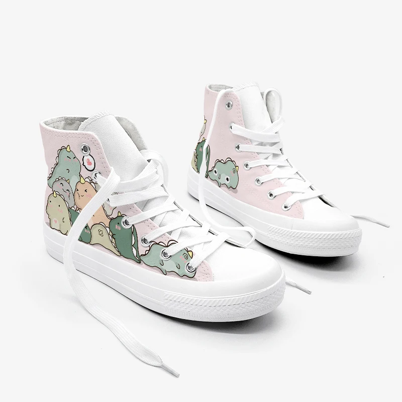 Amy and Michael Fashion Original Design Cartoon Anime Sneakers for Students Girls Hand Painted High Top Casual Canvas Shoes