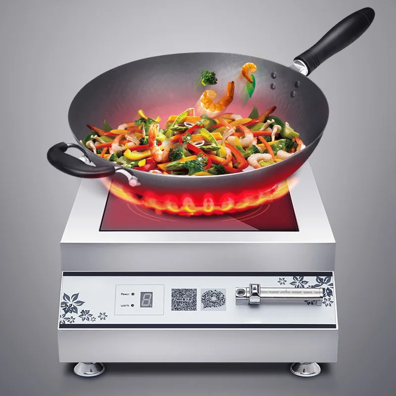 Fogão comercial de indução, de alta potência, aço inoxidável, fogão elétrico, panela de aquecimento, sopa, fritar, fogão