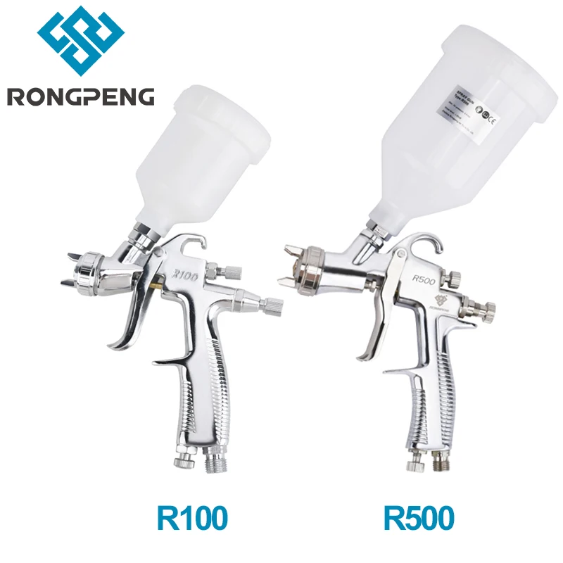 Rongpeng LVLP Industrial Spray Gun 1.3mm 1.5mm 1.7mm 2.0mm R500 + 1.0mm R100 Paint Spray Gun Airbrush