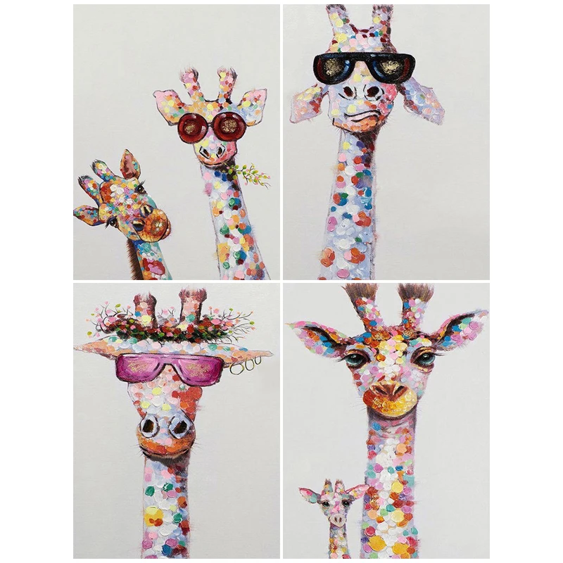 Diamond Painting Cross Stitch Deer Animal With Glass Full Square Needlework Diamond Embroidery Giraffe Home Decor Creative Gifts