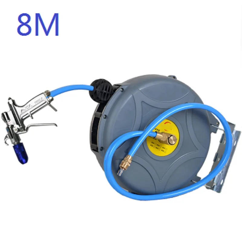 8-10M Water and air mixing double pipe drum winding device Automotive water hose reel, Automatic retractable telescopic winder P