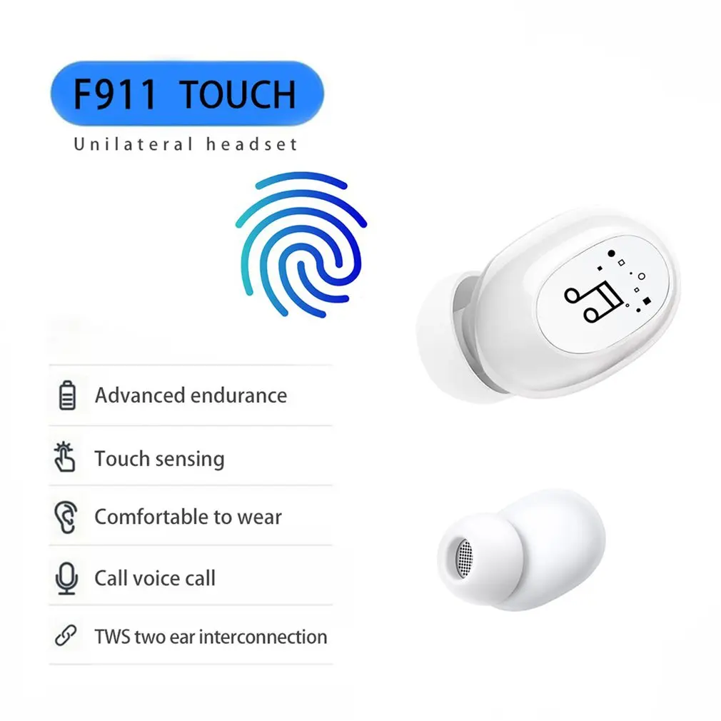 F911 Mini Wireless 5.0 Headphones Invisible Noise Canceling Earphone Earbuds Sport Gaming Headset with Mic For Phones