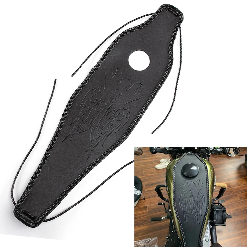 

Black Leather Motorcycle Fuel Tank Bag Gas Tank Pad Cover Fits For Harley Sportster 883 1200 Motorcycle Accessories