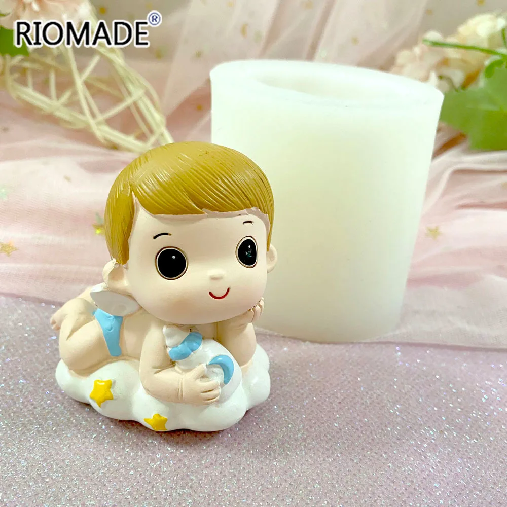 3D Milk Bottle Angel Baby Silicone Mold Boy And Girl Baby Fondant Cake Decorating Tools Chocolate Resin Gypsum Candle Mould