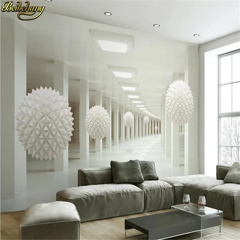 

3D Настенные обои beibehang, геометрический рисунок, белая Сфера, ТВ, фон для украшения стен, живопись, фотообои для стен 3 d