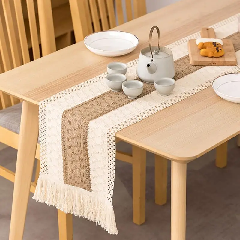 

30X180cm Vintage Jute Table Runner Burlap Rustic Shabby Hessian for Wedding Festival Party Event Decorations Dining Table Runner