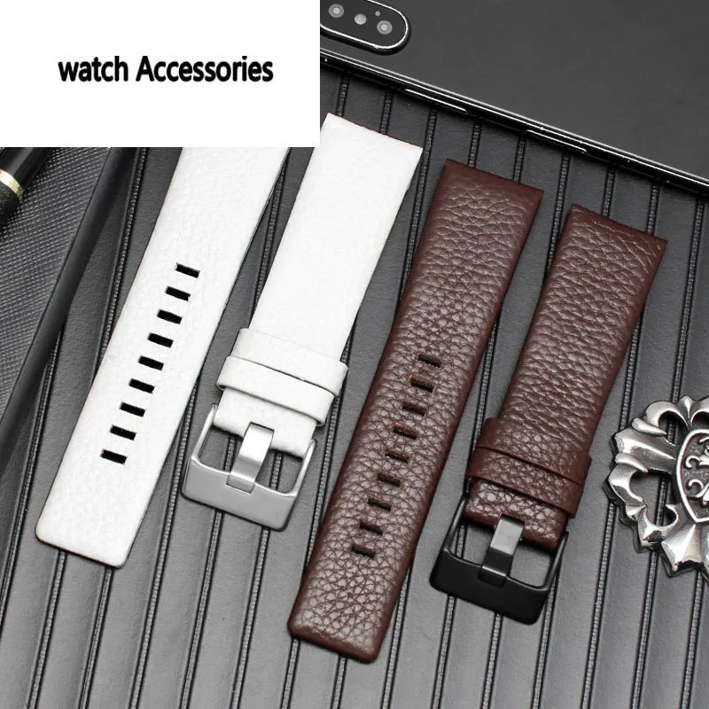 High Quality Genuine Leather watchband for Diesel DZ7259 DZ7256 DZ7265 Black White Brown 22mm 24mm 26mm 28mm 30mm 32 34mm strap