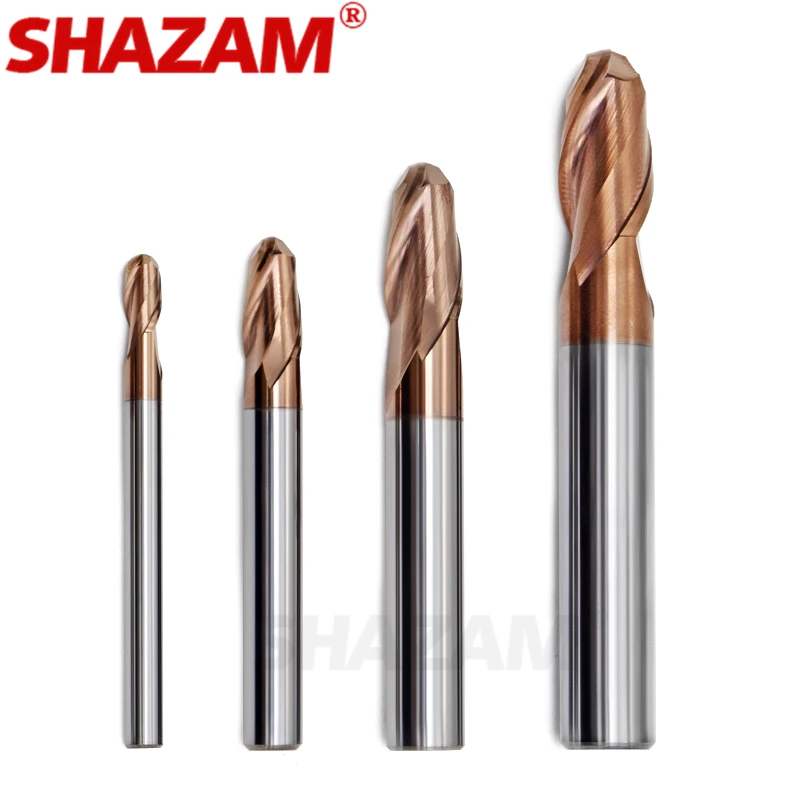 Milling Cutter Alloy Coating Tungsten Steel Tool Cnc Maching Hrc65 Ball Nose Endmills SHAZAM Top Milling Cutter Machine Endmill