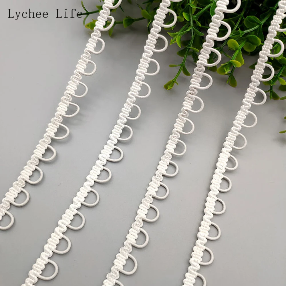 Lychee Life 5Yards Elastic Braid Lace Belt Clothes Accessories Wedding Party U Shape Trims Sewing Ribbon Handmade Crafts