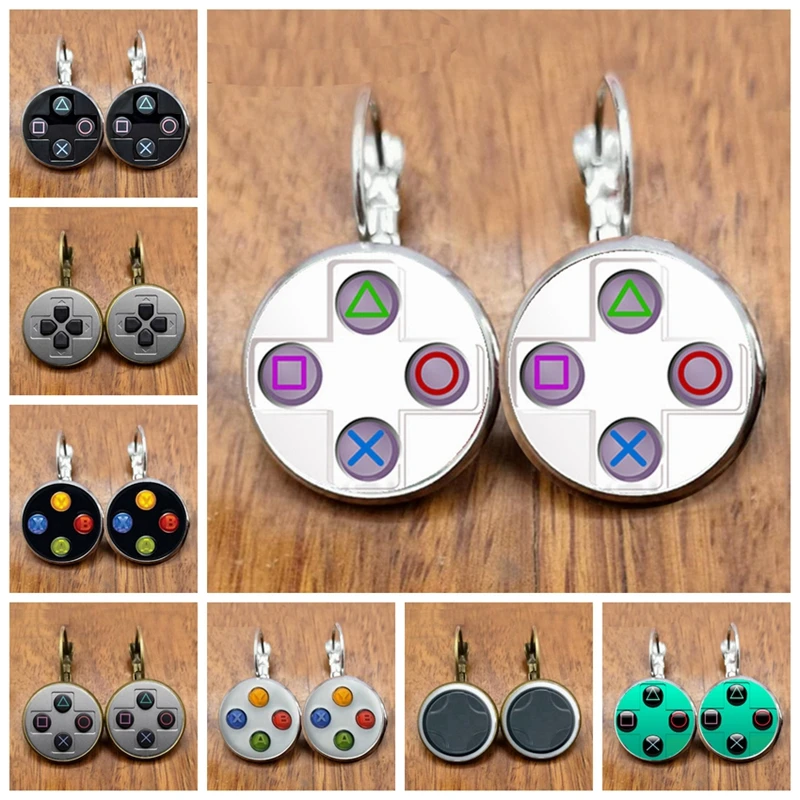 Vintage Video Game Controller Earrings Cool Men Gamer Jewelry Gifts Retro Controller Gamepad Key Picture Earrings