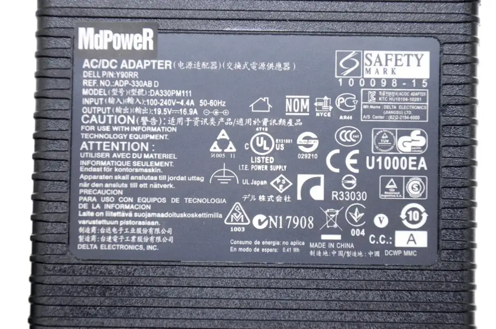 Imagem -06 - Genuine 19.5v 16.9a 330w Adaptador ac para Dell Alienware r1 r5 r3 17 r2 r4 M18 M17x M18x X51 M15 Adp330ab b d Y90rr Carregador de Energia