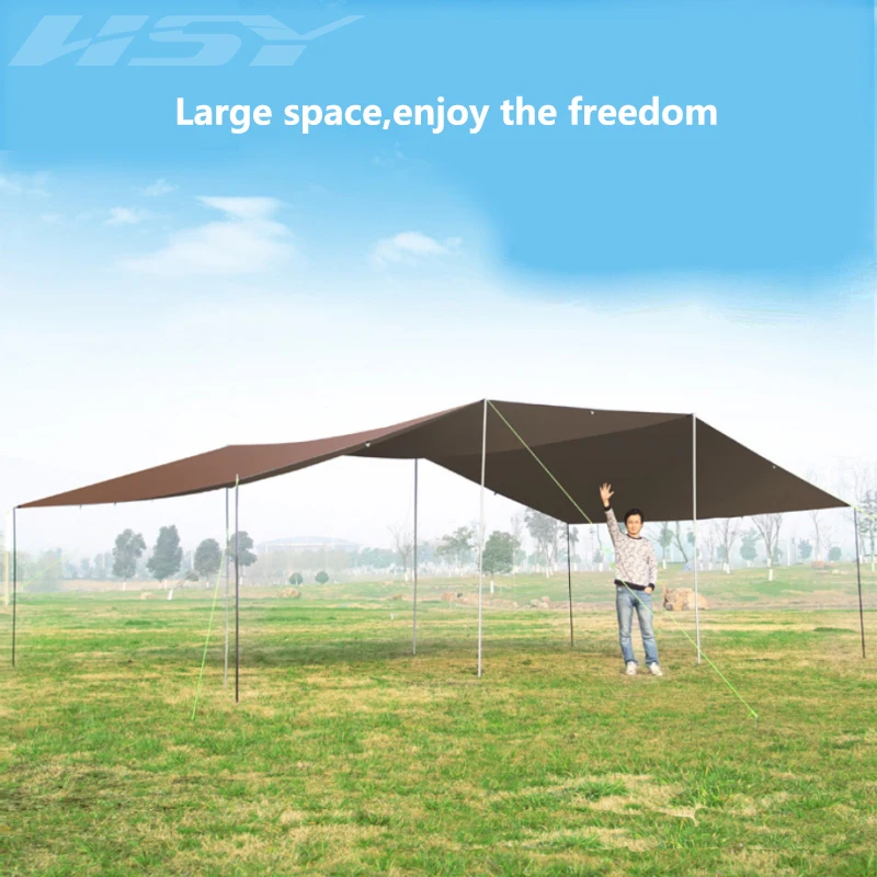 

With 8 Poles 6*8M Anti-Sunlight Silver Coated Outdoor Super Large Canopy Awning 300D Oxford Floor Cloth Awning With Poles