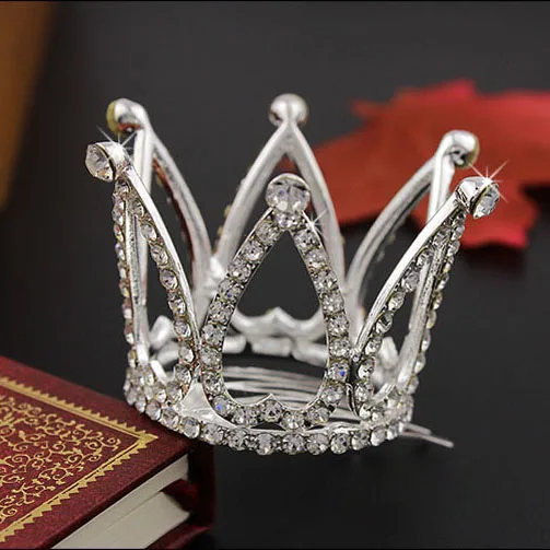 Small Girls Crown Tiara Hair Combs Clear Stone Crystal Mini Tiara Hair Accessories Jewelry