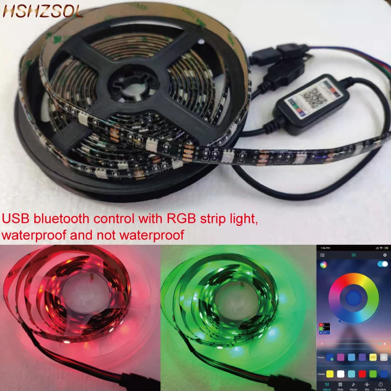 

Светодиодная лента RGB SMD5050 для управления музыкой, разноцветная LED полоска с USB и управлением музыкой, подсветка для телевизора, задней комнаты, сада, лестницы, украшение, 5 В