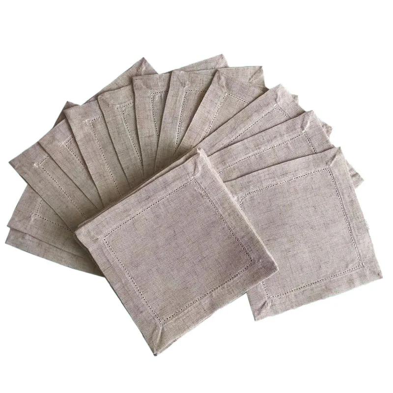 

12pcs Cloth Napkins Placemats Dinner Cloth Gray White Cotton Linen Multi Size White Napkins Table Home Hotel Restaurant Napkin