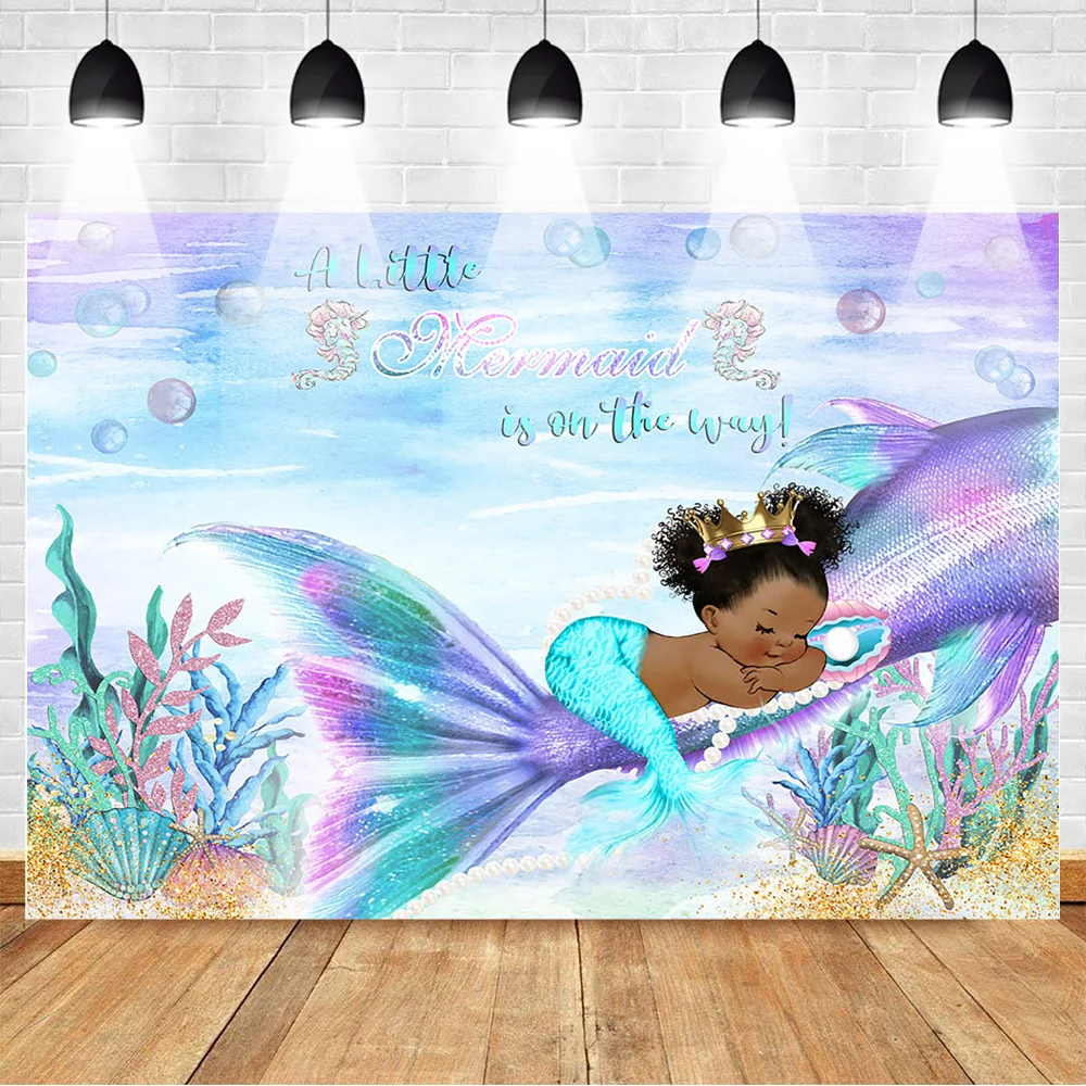 Mermaid Baby Shower Background Underwater Mermaid Princess Photo Background Flash Mermaid Tail Baby Shower Background Girl Baby