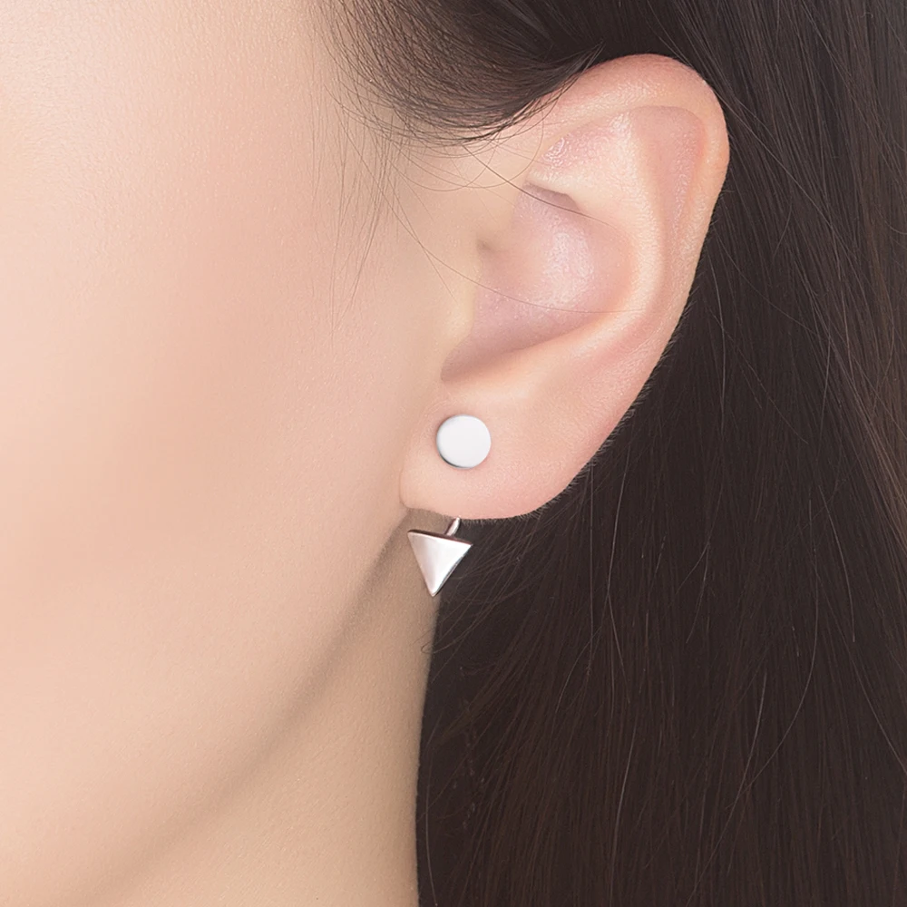 Premium 925 Sterling Silver Triangle Stud Earrings for Women Vintage Geometric Polished Elegant Fine Jewelry Formal & Daily Gift
