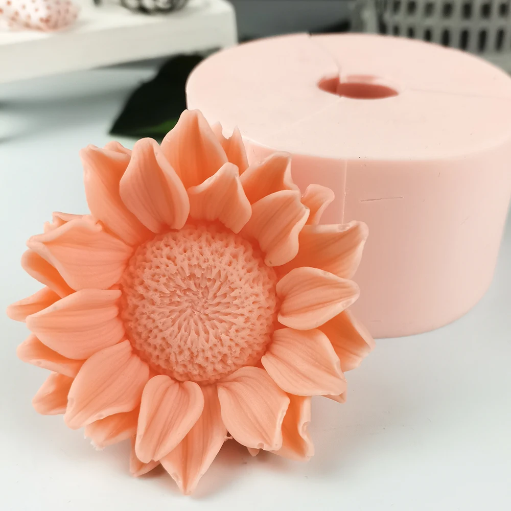 3D Sunflower Flowers Shape Silicone Mold Cake Chocolate Candle Soap Mould DIY Aromatherarpy Household Decoration Craft Tools