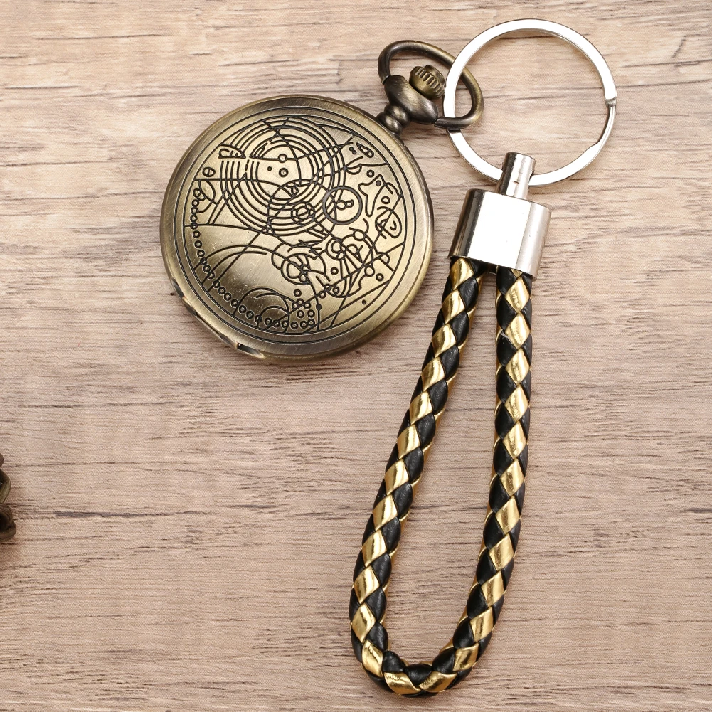 Relojes de bolsillo de cuarzo Vintage, reloj con cuerda de cuero, bronce Fob, Relojes Retro, regalos colgantes