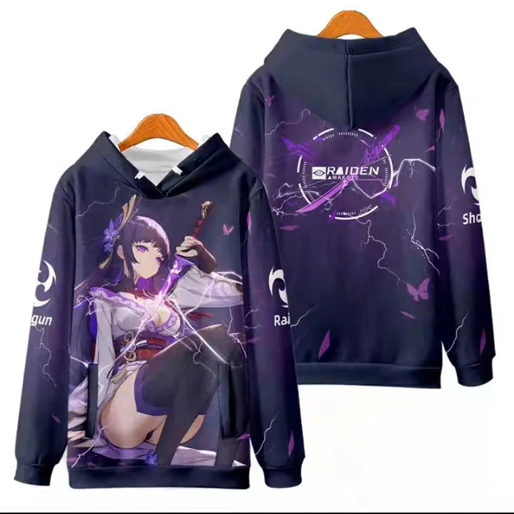 

Hoodies Genshin Impact Raiden Shogun Man Women Men 3D Long Sleeve Couple Sweatshirt Cosplay Oversized Boys Girls Unisex Hoodie