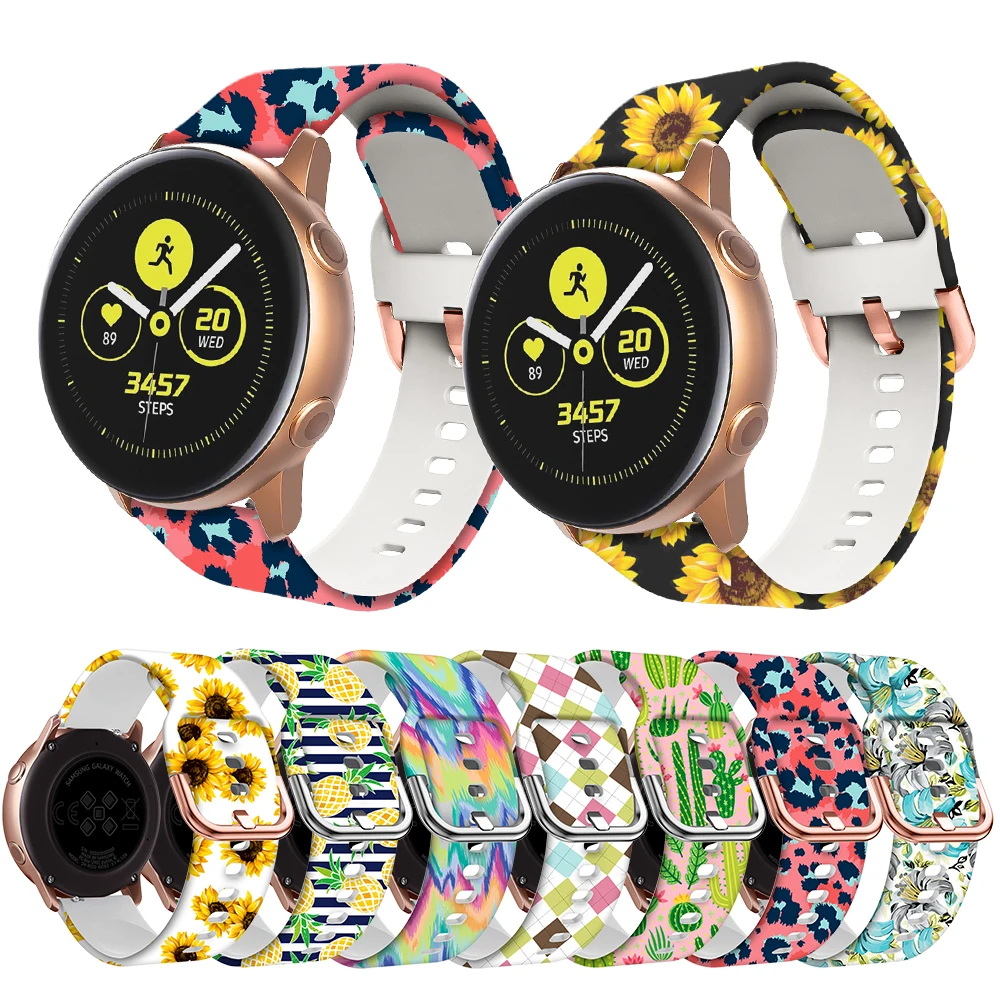 Correa de silicona de 20mm para Samsung Galaxy Watch, pulsera de 42mm Active 2 Watch 3 41mm Gear S2, Amazfit bip