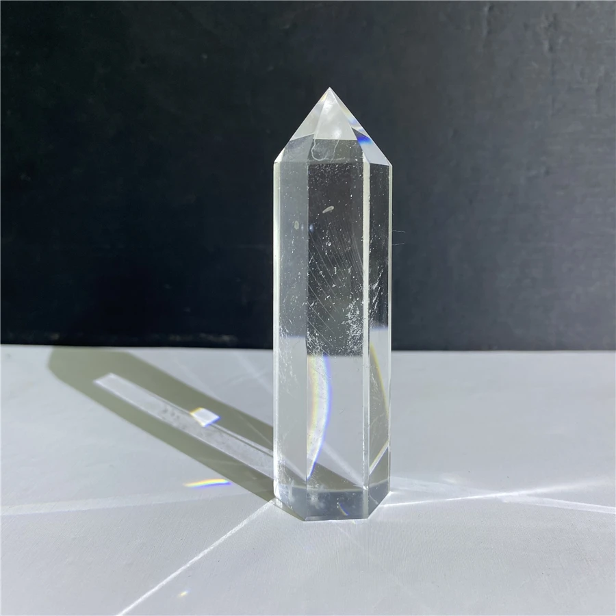 19-22cm White Fused Quartz Crystal Point Healing Obelisk Hexagonal Wand Aura Gift For Home Decoration