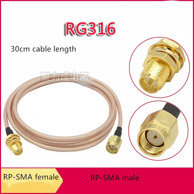 2 piece 30cm cable length RF coaxial cable RP-SMA female to RP-SMA male extension cable RP-SMA-J to RP-SMA-K adapter cable RG316