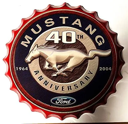 

Retro Sign Mustang Bottle Caps Retro Metal Tin Sign Diameter Handcrafts Home Decor Bar Plaque Lounge Man Cave Garage