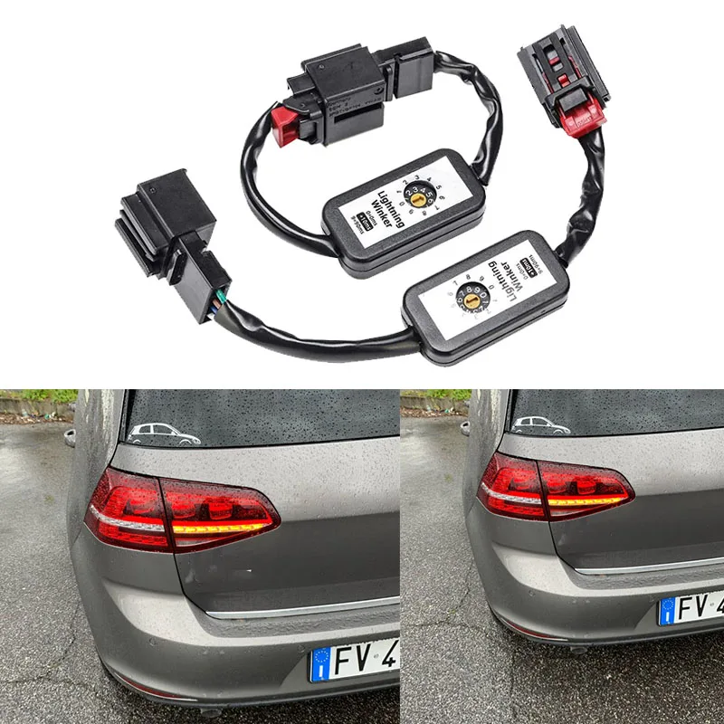 

For Golf 7 Black Dynamic Turn Signal Indicator LED Taillight Add-On Module Cable Wire Harness Left & Right Tail Light 2Pcs