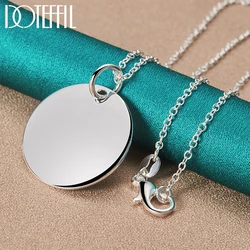 DOTEFFIL 925 Sterling Silver Round 925 Label Pendant Necklace 16-30 Inch Chain For Women Brand Jewelry Wedding Engagement Gift