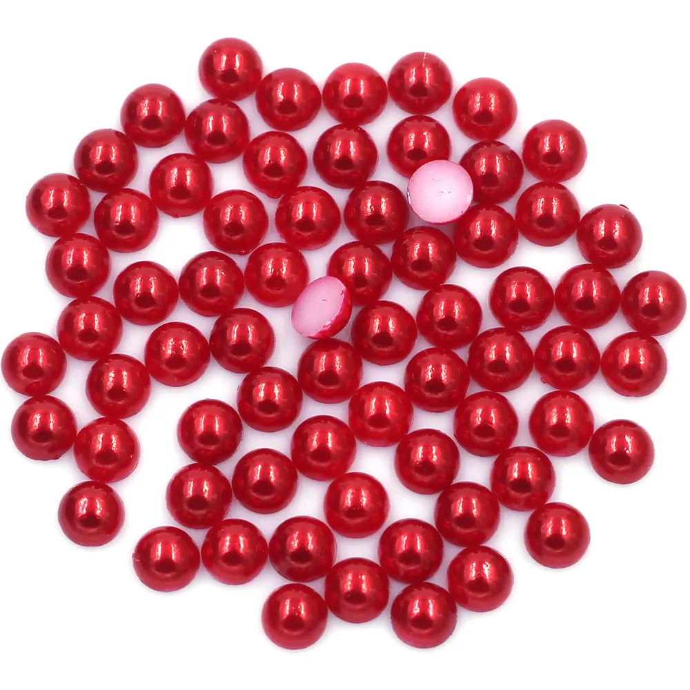 1000-pcs rote halbrunde Harz imitation Flatback Perlen Perlen für Nail Art DIY Handwerk Schmuck Cameo Cabochon Dekoration 2-10mm – Detail 4