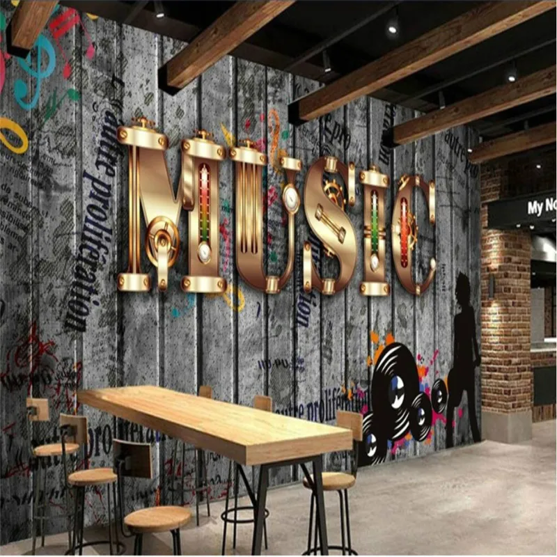 

Retro British Style Graffiti Background Music Wall Paper Restaurant Bar Club Industrial Decor Mural Wallpaper Wall Covering 3D