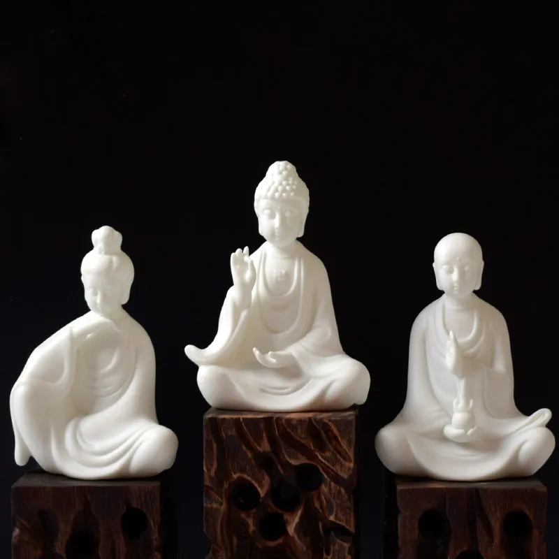 

Western Sansheng White Porcelain, Office Living Room, Car, Zen, Sansheng, Tibetan Characters, Craft Ornaments