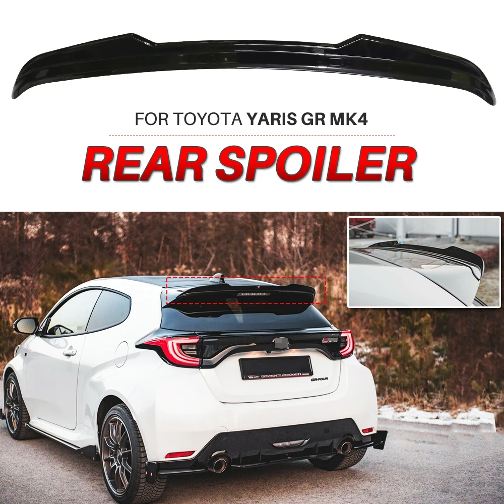 For Toyota Yaris GR4 Spoiler MK4 Rear Wing Extension Cap Tail Car Tuning Accessories ABS Carbon Fiber Style GR Yaris 2020 2021