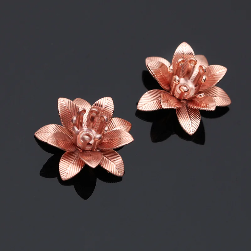 Mibrow 20pcs/lot Gold Silver Color 6*15mm Copper Flower Bead Caps Filigree For Stud Earrings DIY Jewelry Making Findings