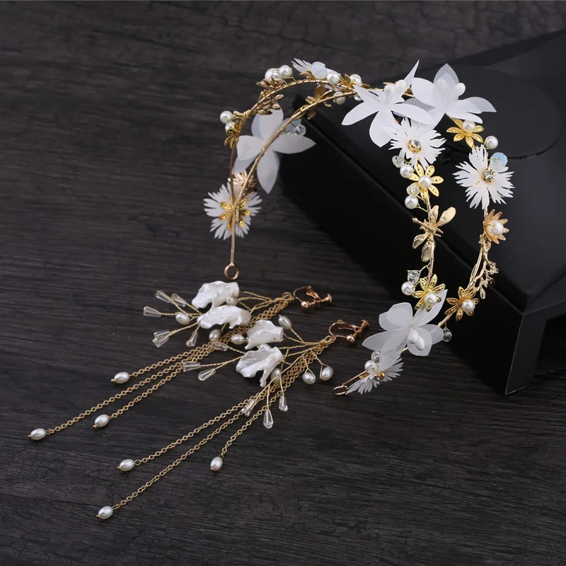 The New Bridal Headdress Fairy Butterfly hair Accessories Dynamic Yarn Hair Hoops White Flower Wedding Wedding Accessories